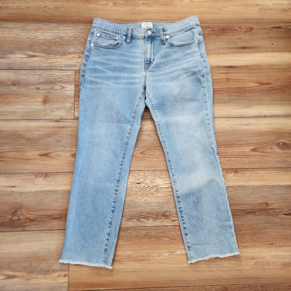 J. Crew Jeans Women's 26P Slim Broken In Boyfriend Blue Denim Cropped